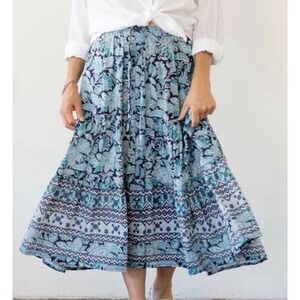 Xirena Kaia 100% Cotton Midi Skirt Size XS Boho Peasant Festival Beach Coastal